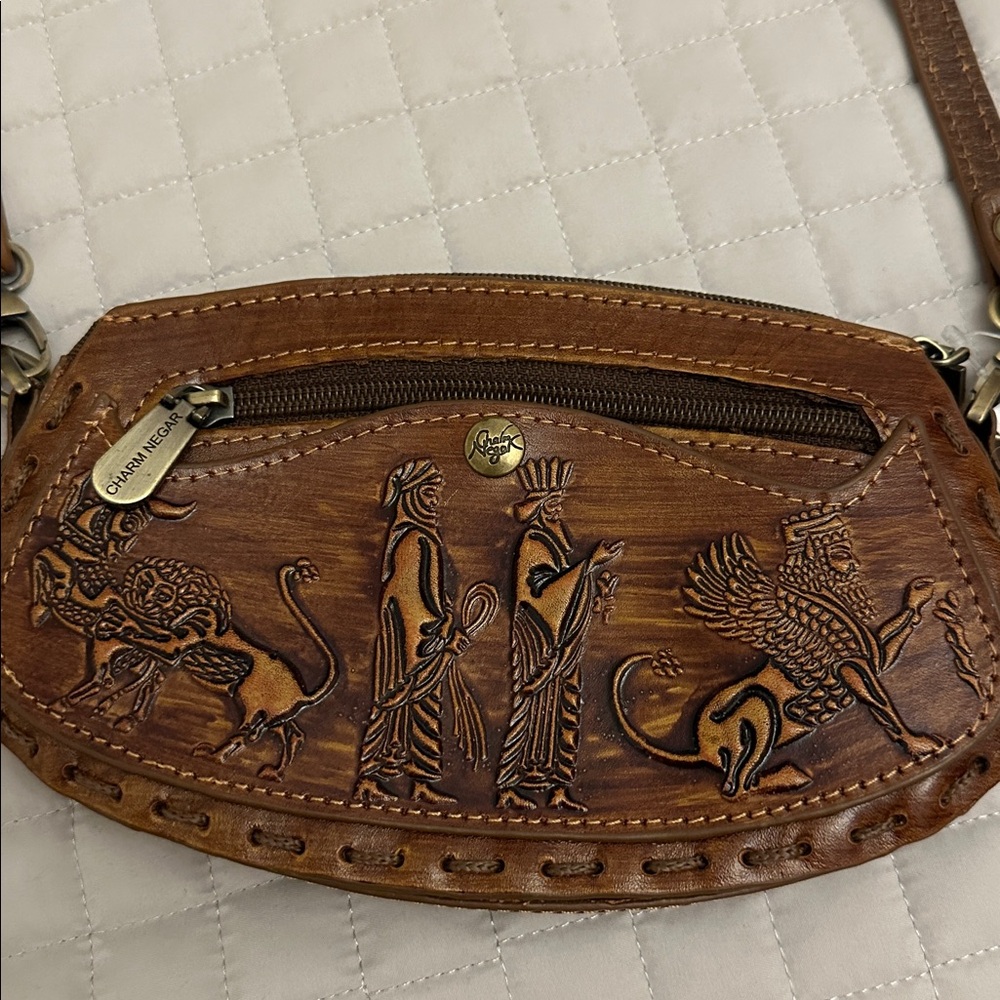 Charm Negar hand tooled leather Crossbody Bag